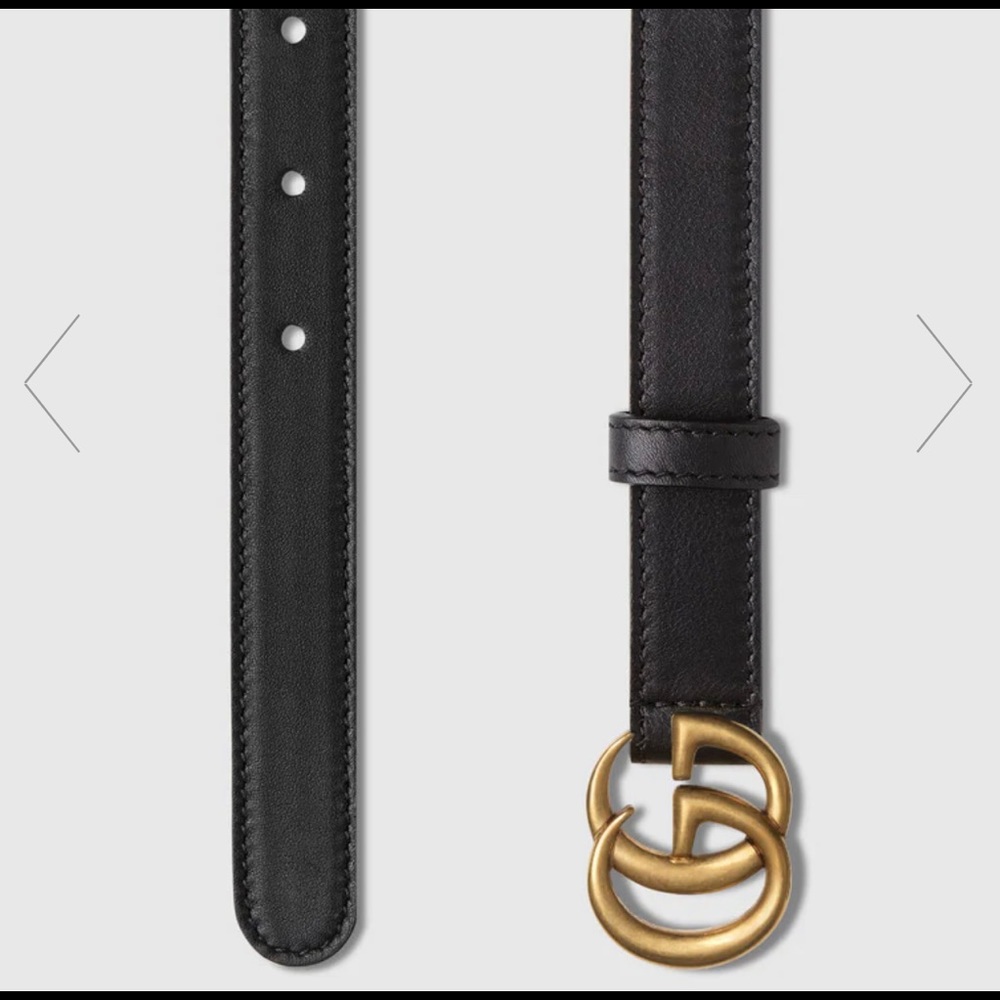 Gucci Black Leather Belt with Gold GG Buckle - Picture 8 of 9